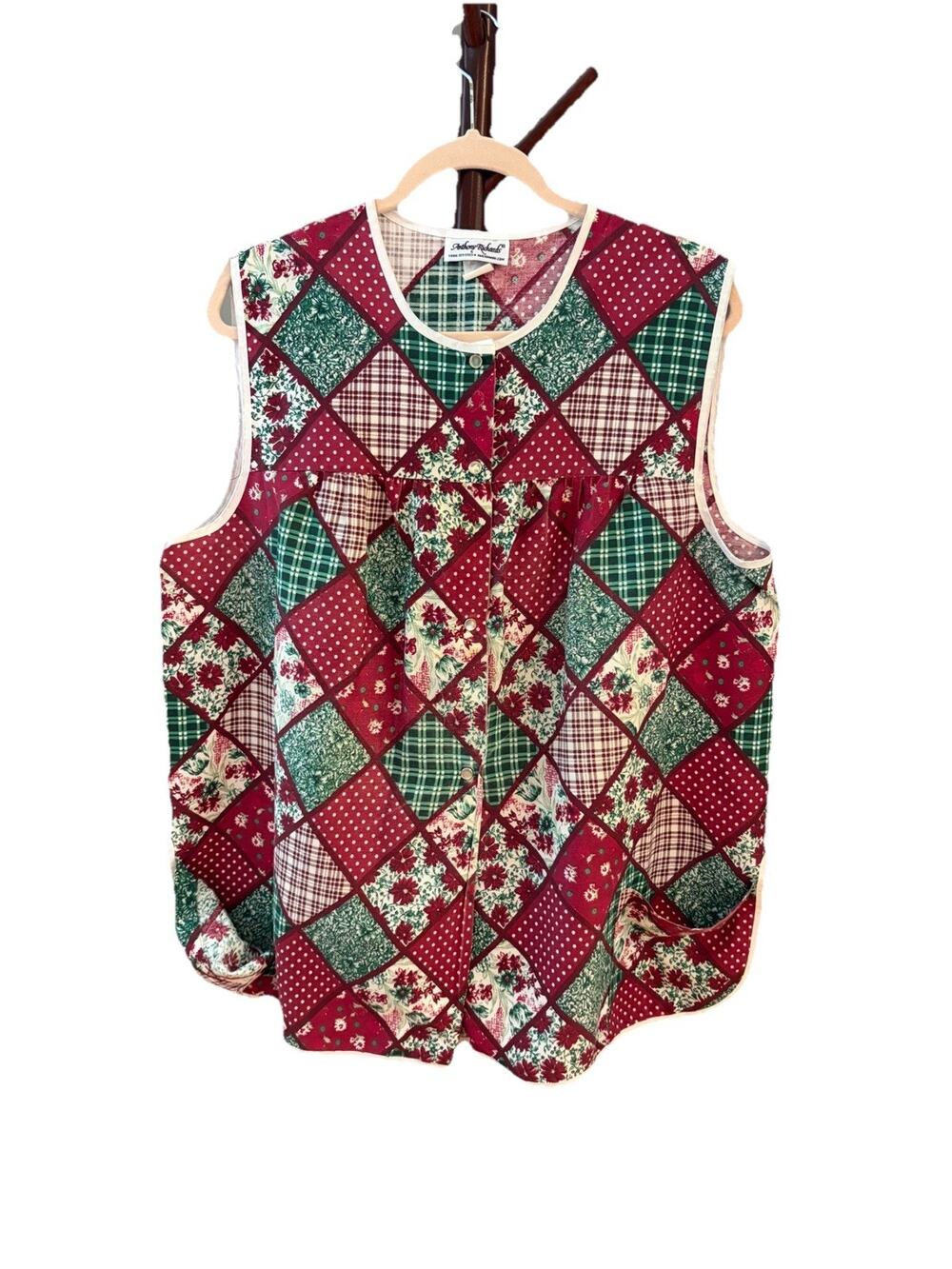 Vintage Anthony Richards Christmas Housecoat Vest Holiday Ugly